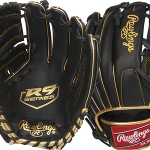 New Rawlings R9 Fielders Glove RHT 12" 11506-rawr92069bsgr
