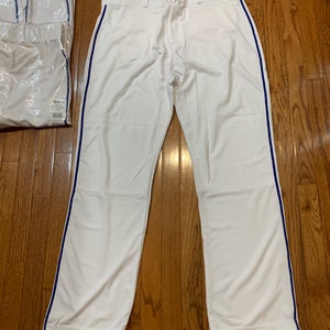 White Men's XL Adult Russell Athletic Game Pants (New) w/royal piping