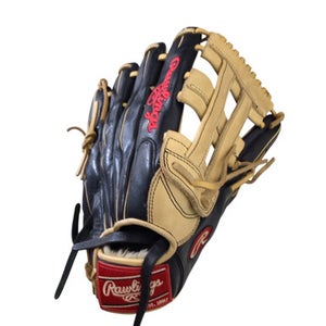 Used Rawlings GOLD GLOVE ELITE GE1275HBG BB/SB Glove RH Throw Black And Tan 12 3/4" 11760-S000076379