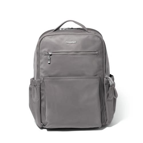 Baggallini Tribeca Bag Unisex Gray Twill Expandable 16" Laptop Backpack QLW369