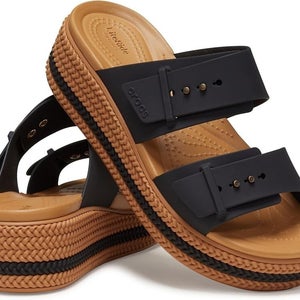 Crocs Brooklyn Woven Buckle 209978-001 Women's US 10 Black Slide Sandals PQ273