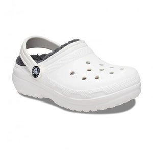 Crocs Classic 207010-10M Clogs Kids 3Y White Faux Fur Lined Casual Shoes QLW306