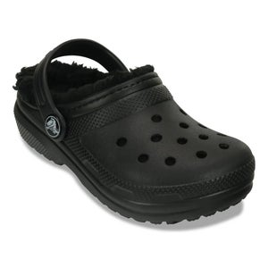 Crocs Classic 207010-060 Clog Kids US 1Y Black Fuzzy Lined Comfort Shoes QLW298