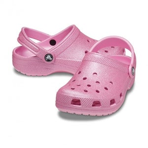 Crocs Classic 206993-6XE Clogs Kids 1Y Pink Tweed Glitter Casual Shoes QLW352