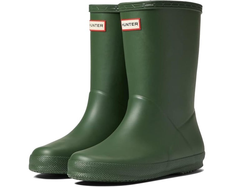 Hunter First Classic Rain Boots Toddlers US 2Y Green Waterproof Mid-Calf PQ284