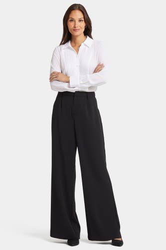 NYDJ MCRP8822-858 Pants Women's 10 Black Pleated Wide Leg Zip Fly Trouser QLW311