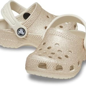 Crocs Littles Classic 209397-9AC Clog Infant 2-3C Champagne Glitter Shoes QLW295