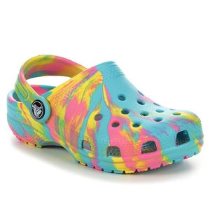 Crocs Classic Marbled Clog Kids US 8 Aqua Multi Comfort Slip On Shoes QLW299