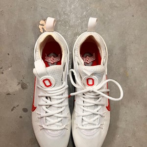 White Unisex Size M 9.5 (W 10.5) Adult Nike Low Top Huarache 9 Elite Low Molded Cleats (New)