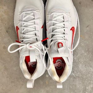 White Unisex Size M 9.5 (W 10.5) Adult Nike Mid Top Huarache 9 Elite Mid Turf Cleats (New)