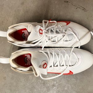 White Unisex Size M 9.5 (W 10.5) Adult Nike Mid Top Huarache 9 Elite Mid Molded Cleats (New)
