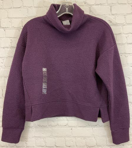 Calia WAX31310 Women's Lunar Jacquard Funnel Neck Sweater Velvet Plum XS