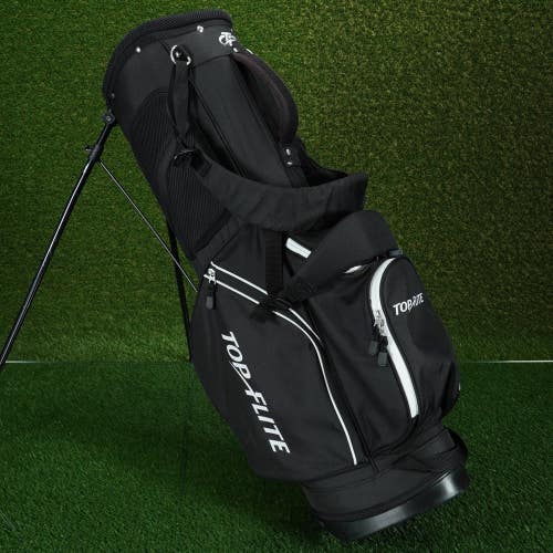 TOP FLITE STAND BAG 5 WAY DIVIDERS GOLF CARRY BAG BLACK / WHITE MENS ~ L@@K!!