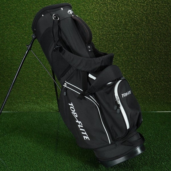 TOP FLITE STAND BAG 5 WAY DIVIDERS GOLF CARRY BAG BLACK / WHITE MENS ~ L@@K!!
