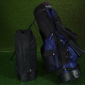 ADAMS GOLF TIGHT LIES STAND BAG 4 WAY DIVIDERS GOLF CARRY BLACK / BLUE WITH HOOD