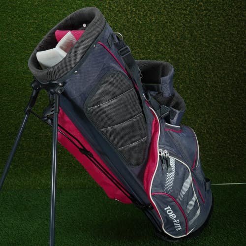 TOP FLITE XL STAND BAG 4 WAY DIVIDERS GOLF CARRY BAG GRAY / PINK LADIES WOMEN'S