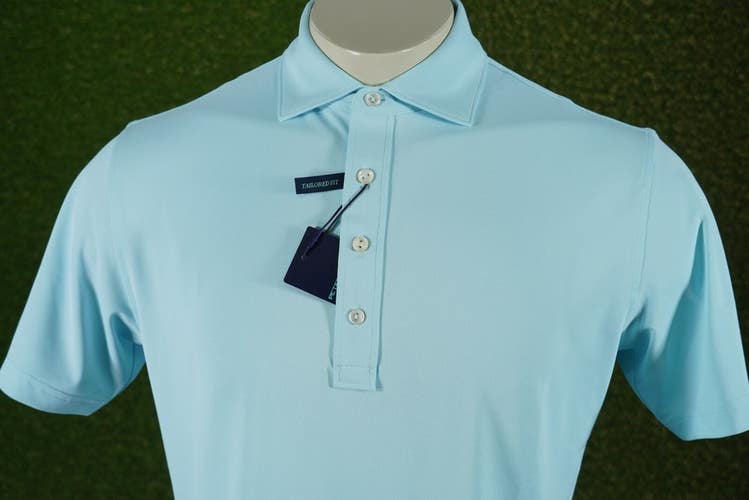 PETER MILLAR SOUL PERFORMANCE MESH GOLF POLO MENS ICED AQUA BLUE, XL ~ NWT!