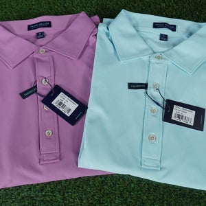 (2) PETER MILLAR SOUL PERFORMANCE MESH GOLF POLOS MENS AQUA VALENCIA XL ~ NWT!