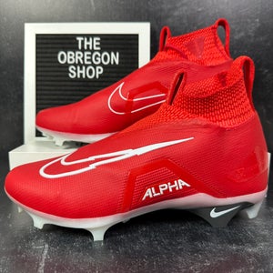 NIKE ALPHA MENACE ELITE 3 UNIVERSITY RED MENS FOOTBALL CLEATS SIZE 9 FLYKNIT WHITE NEW