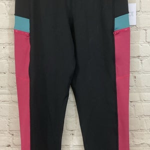 Beach Riot Women's Tammy Zip Leggings Black Pink Green L Large