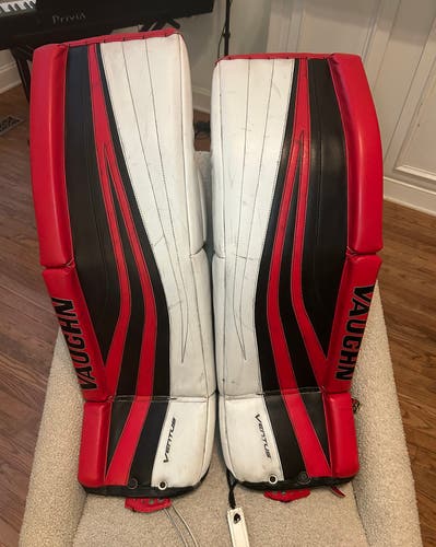 Vaughn Ventus SLR Pro Carbon Hockey Goalie Leg Pads 34”+2.5” White/Red/Black