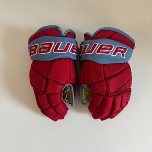 Used Pro Stock Bauer Vapor Team Pro Gloves 14" - Red/Baby Blue