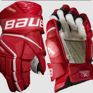 Bauer Vapor Hyperlite Gloves 14" Red and White