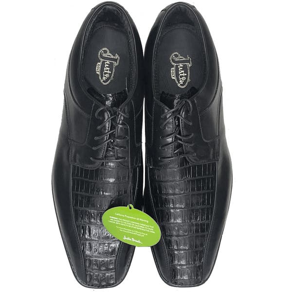 NEW $550 Justin Boots Golf Shoes! Black Handcrafted Alligator & Leather NARROW Justin Full Black Alligator Cowboy Boots in Men main image 3