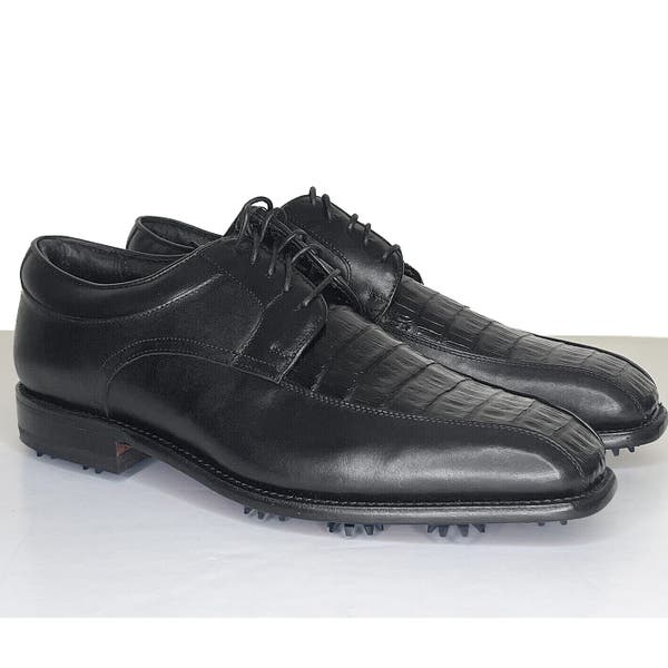 NEW $550 Justin Boots Golf Shoes! 9.5 WIDE Black Handcrafted  display picture 2