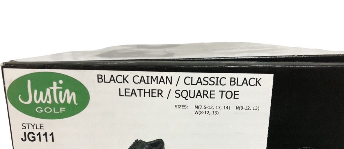 NEW $550 Justin Boots Golf Shoes!  Black  Handcrafted  Alligator & Leather  WIDE NEW $550 Justin Boots Golf Shoes! 8.5 WIDE Black Handcrafted  main image 2