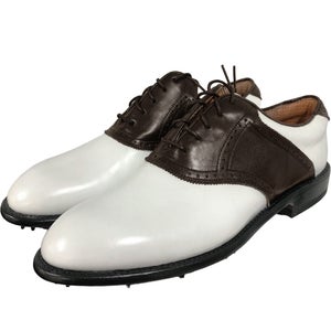NEW $400 Justin Boots Golf Shoes! 8.5 WIDE  White & Brown  Handcrafted Leather  Dress Style
