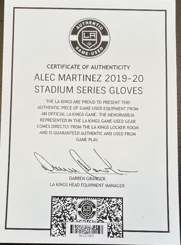 Bauer Vapor 1X Pro Lite Gloves 14" Pro Stock LA Kings Stadium Series Martinez