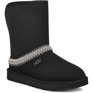 UGG Classic Short Crescent Women's 8 Black Sheepskin Mid Calf Winter Boots PQ299