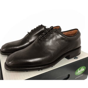 NEW $400 Justin Boots Golf Shoes!  8 WIDE  Brown  Handcrafted Leather  Dress Shoes Style