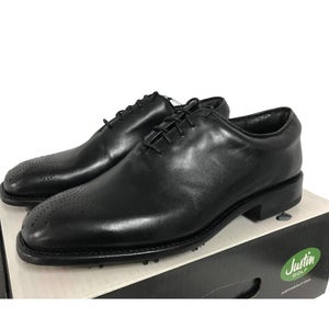 NEW $400 Justin Boots Golf Shoes!  10 NARROW  Black  Handcrafted Leather  Dress Shoes Style