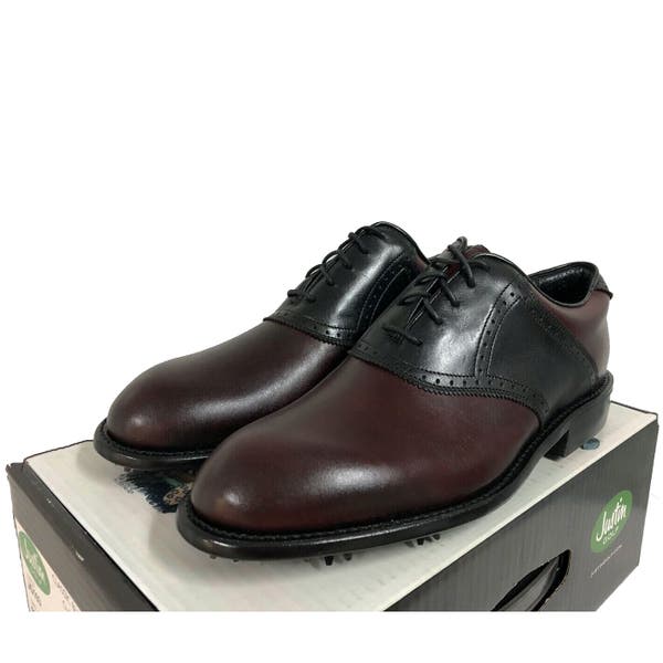 NEW $400 Justin Boots Golf Shoes! Maroon Handcrafted Leather Dress Shoe Style Prato - Cognac – Duca del Cosma US main image 3