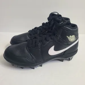 Nike Air Jordan 1 Mid TD Football Cleats FJ6805-001 Size 9.5 Black