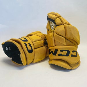 14" CCM Jetspeed FT1 (HGPJSPP) Notre Dame Alternate Pro Stock Gloves - Gold (#5)