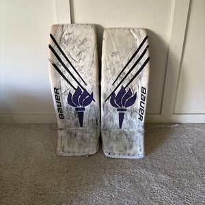 Large Bauer MACH(Skinned As Hyperlite) Goalie Leg Pads Pro Stock (Used)