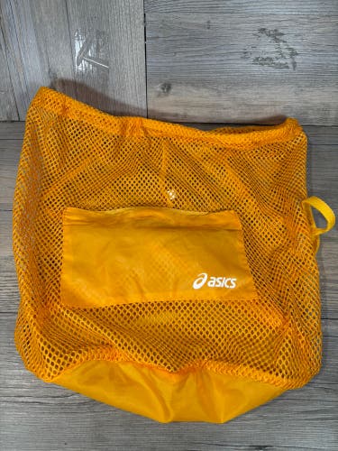 ASICS Mesh Backpack (Yellow) Beach Gym School Drawstring Bag W/ Zip Pocket