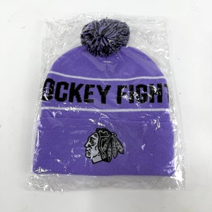 Brand New Chicago Blackhawks "Hockey Fights Cancer" Beanie (sku#D29)