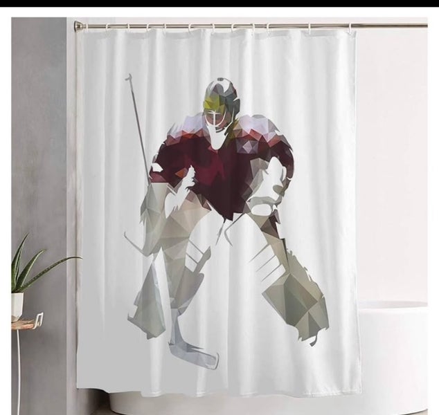 Goalie shower curtain