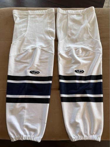 Athletic Knit Hockey Socks - Pro Stock - Jacksonville Icemen Away White