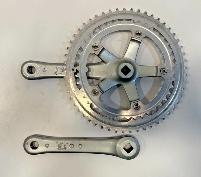 Vintage Shimano 105 FC-1055 165mm 53/42 Silver Aluminum Road