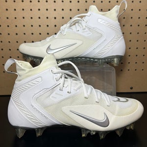 Size 9.5 Nike Alpha Huarache 8 Elite Lacrosse Cleats White Silver