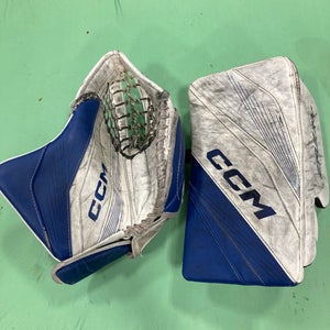 Blue Junior CCM Eflex 6.5 Goalie Gloves & Blockers Regular (Used)