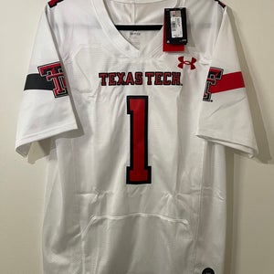 Under Armour Texas Tech Raiders White Football Jersey #1 - Size Small