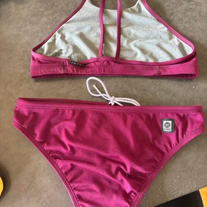 Jolyn burgundy training bikini set Isela top Andy bottoms small