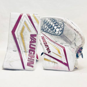 Vaughn Velocity VX1  Pro Carbon Pro Stock Glove + Blocker Set - White/Gold/Maroon