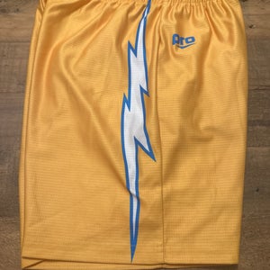 Lacrosse Shorts - Yellow/ Blue/ White  Lightning Bolt Size Youth Large